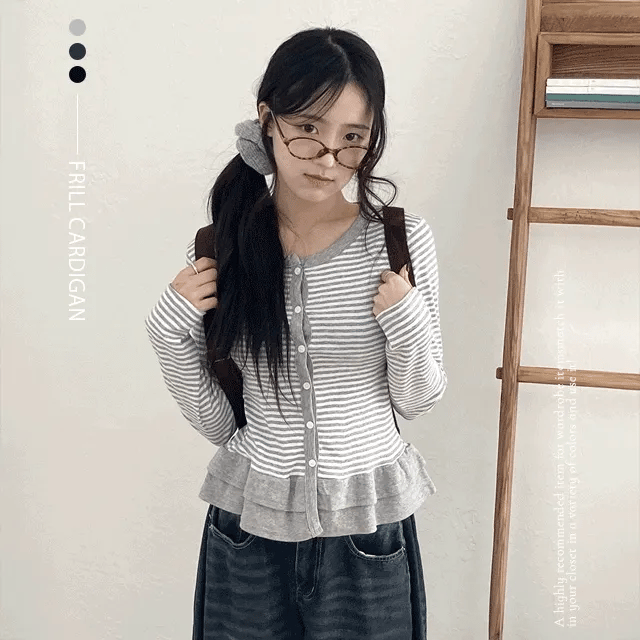【🩶韓系y2k】Cancan Frill Cardigan