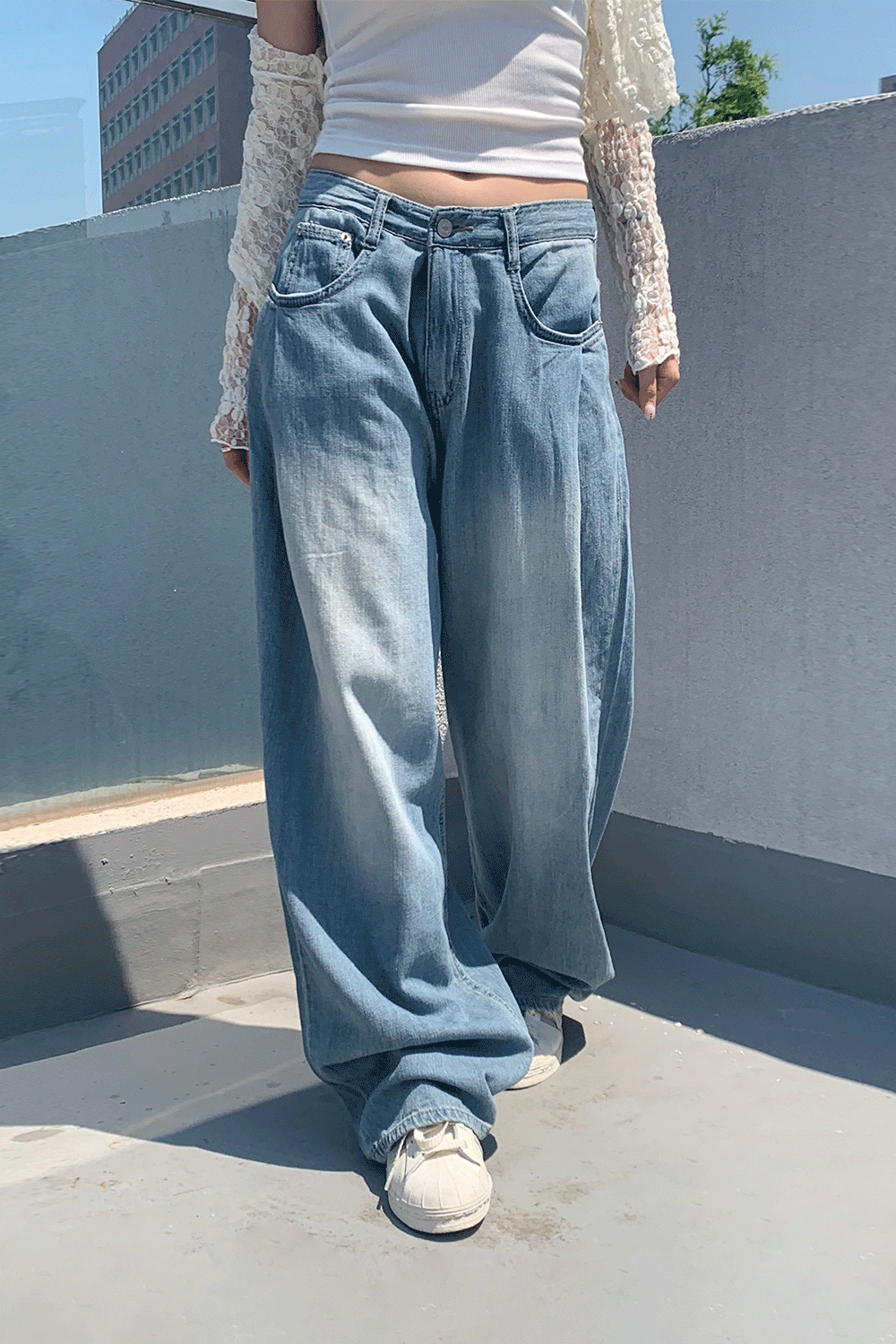 [Summer Fabric] Fresh Pintuck Wide Denim