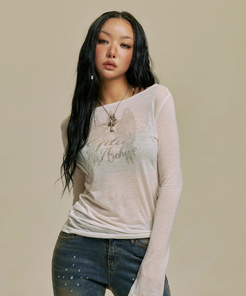 【JISOO同款】STAR WING SHEER LONG SLEEVE