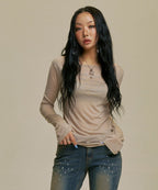 【🤍Same as JENNIE】LETTERING SHEER LONG SLEEVE 