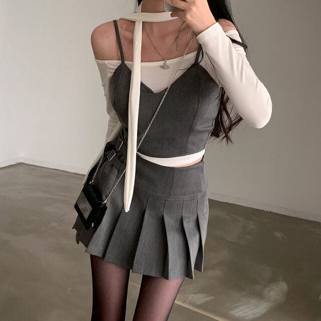 Tie Strap Off Shoulder Set 