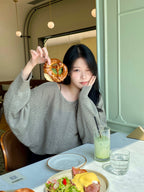 Orders surge! Basic loose-fitting knit long-sleeved shirt