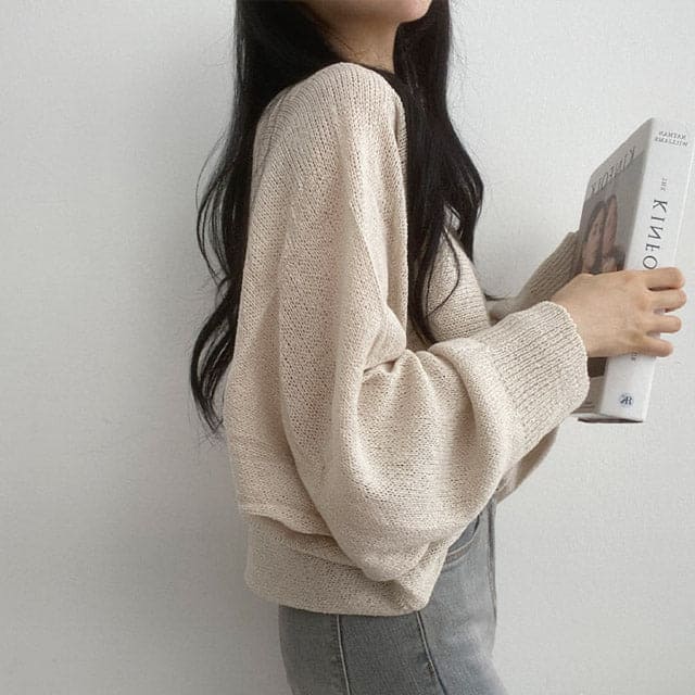 Orders surge! Basic loose-fitting knit long-sleeved shirt