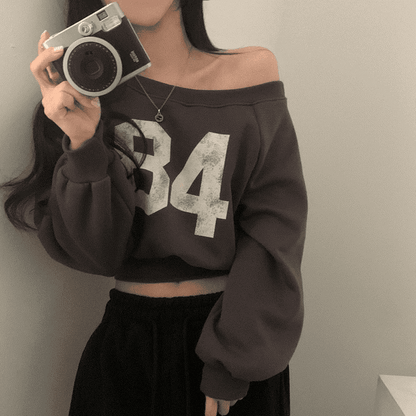 【🎧y2k vibe】Lettering Crop Sweatshirt