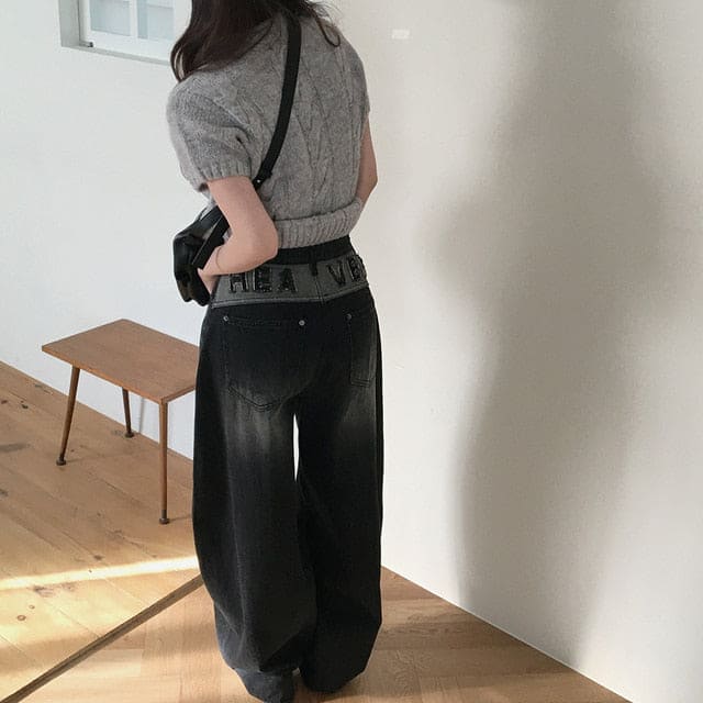 【🖤彎刀褲】Heaven Patch Wide Jeans