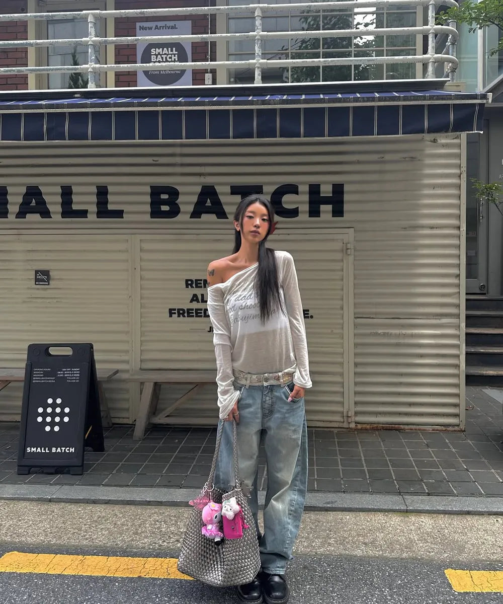 【🤍Same as JENNIE】LETTERING SHEER LONG SLEEVE 