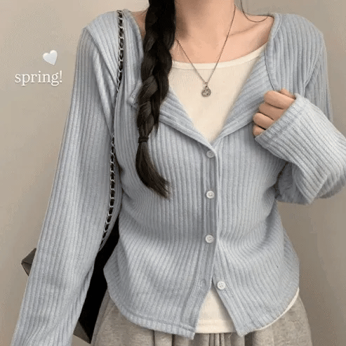 【短袖/長袖】Layered Cardi Set
