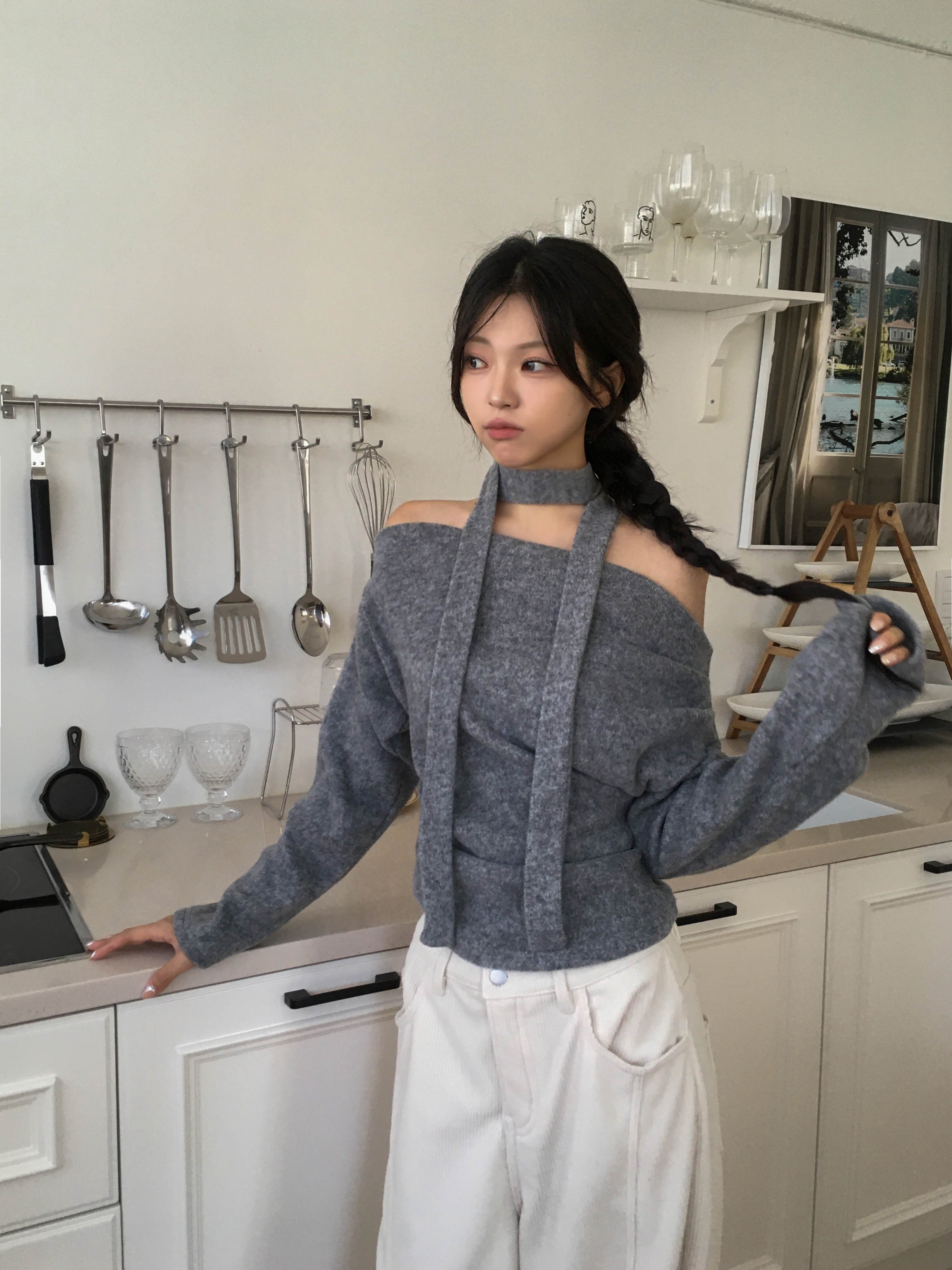 【Sweet Snowflakes】Off-Shoulder Tie Set 