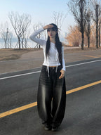 【🖤彎刀褲】Heaven Patch Wide Jeans