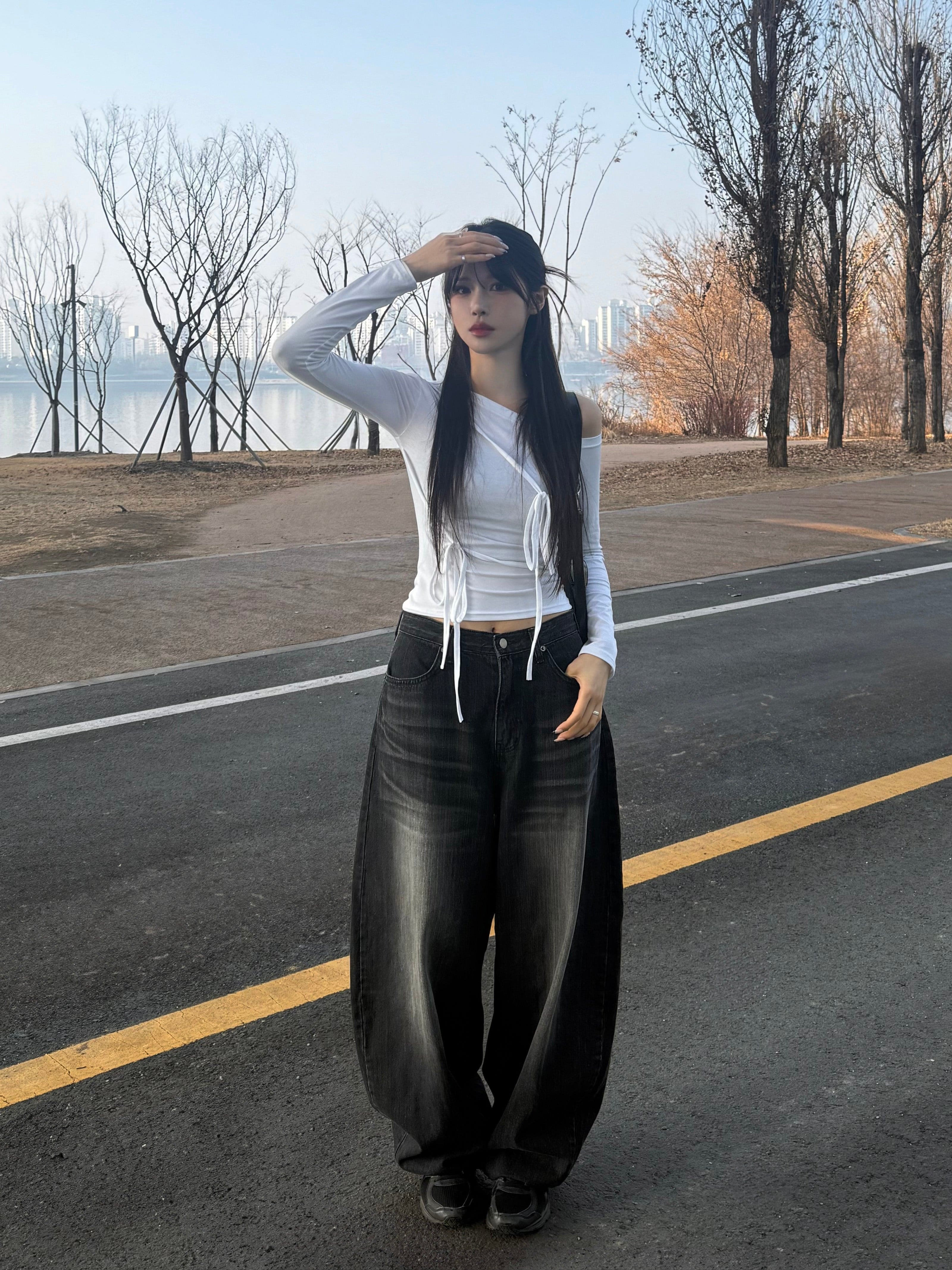 【🖤彎刀褲】Heaven Patch Wide Jeans