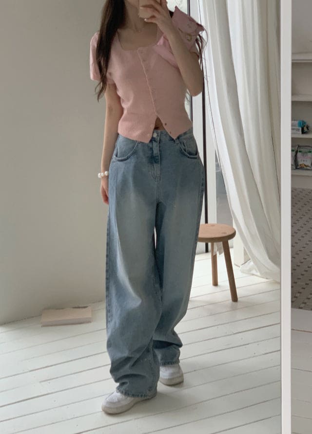 [Lazy Style] Pintuck Balloon Wide Denim