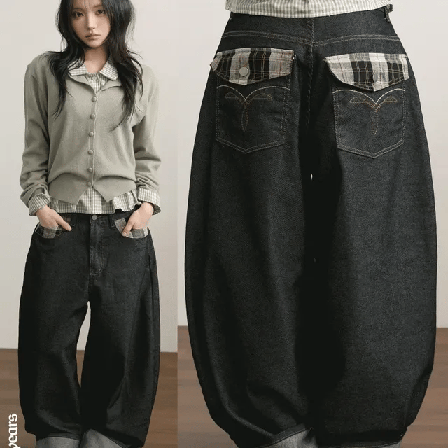 【彎刀神褲】Check Stitch Jeans