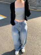 [Lazy Style] Pintuck Balloon Wide Denim