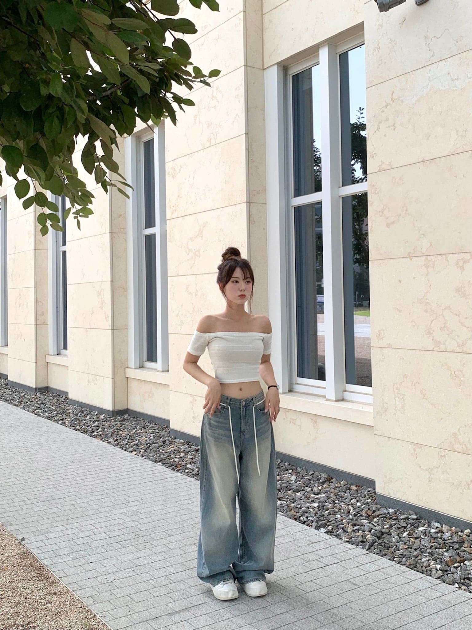 【y2k vibe】String Balloon Wide Jeans