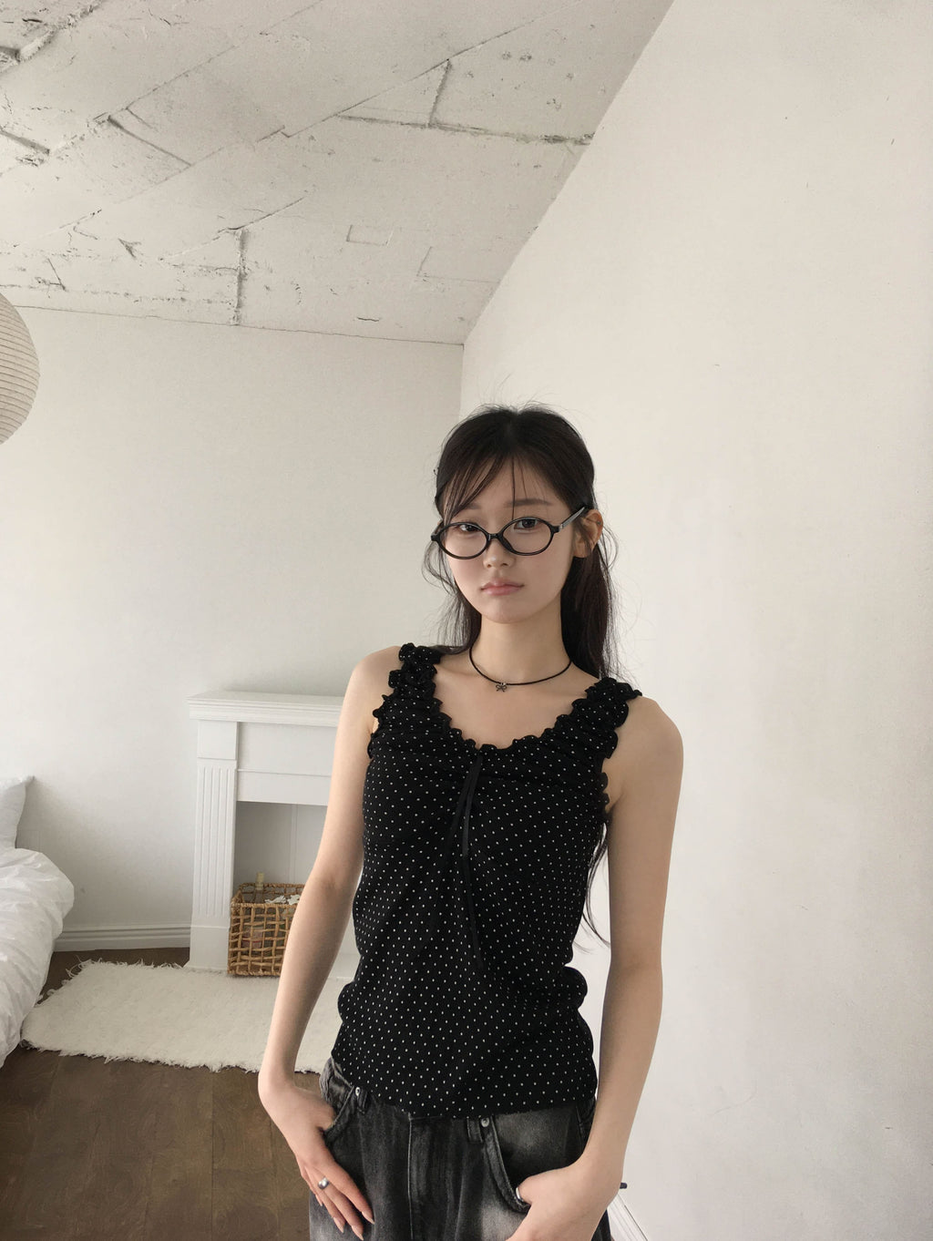 【🍦Summer Tank Top】Dot Ribbon Sleeveless 