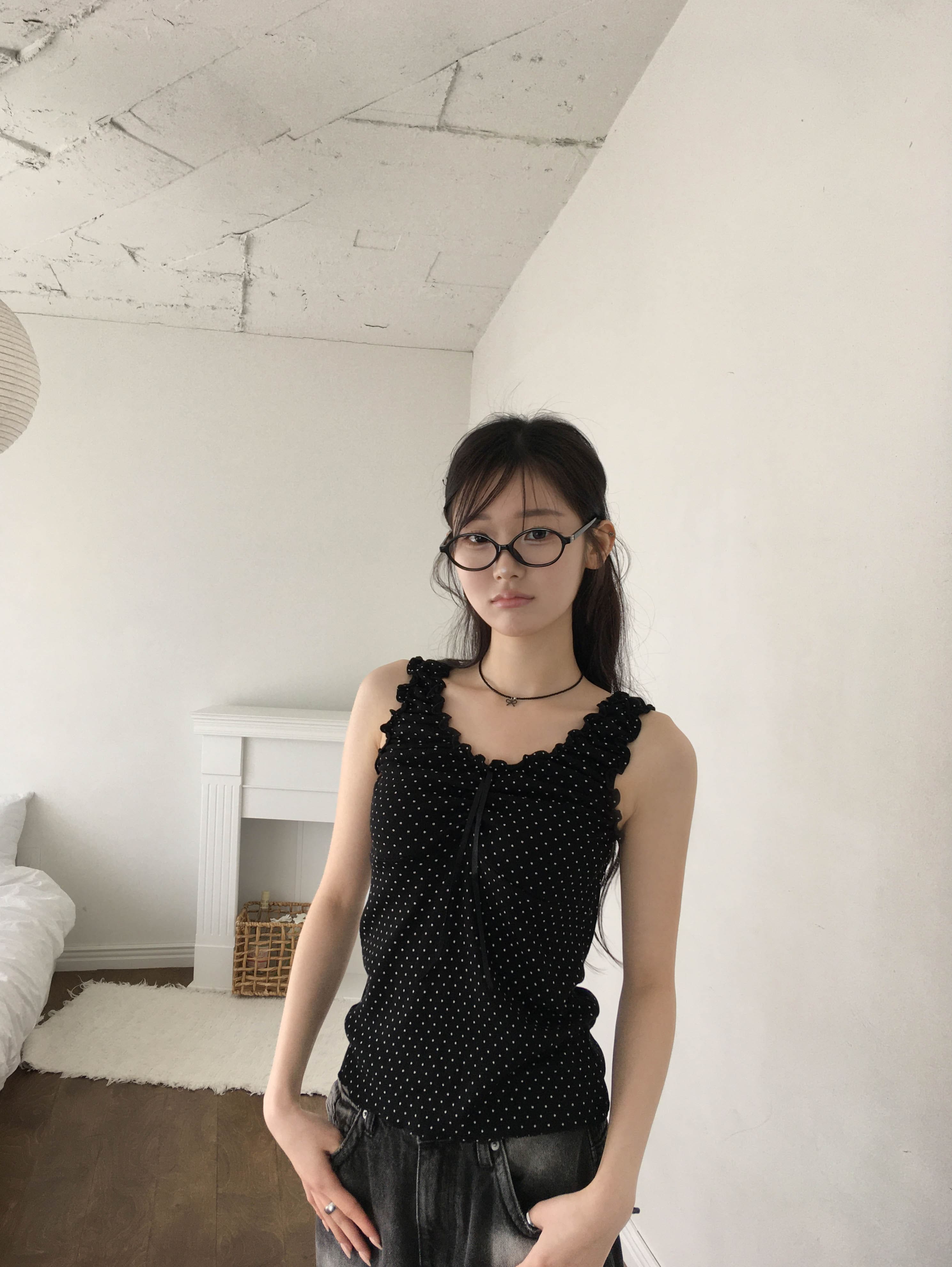 【🍦Summer Tank Top】Dot Ribbon Sleeveless 