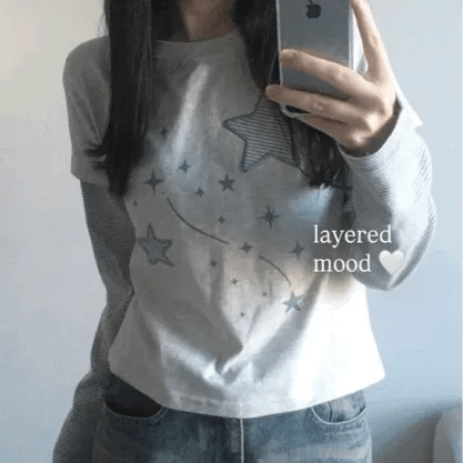 【層疊穿搭】Layered Star Patch Tee