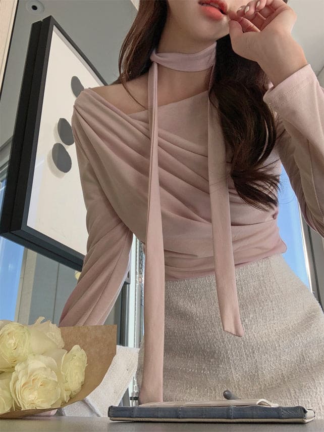 【🩰Ballet Core】Drape Shirring Tie Set