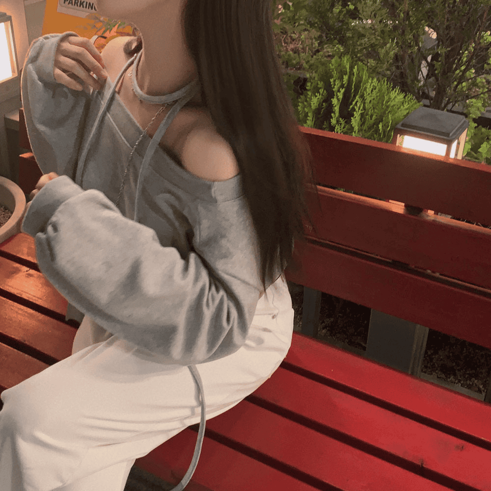 【型格休閒】Off Shoulder Sweatshirt Scarf Set