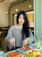 Orders surge! Basic loose-fitting knit long-sleeved shirt