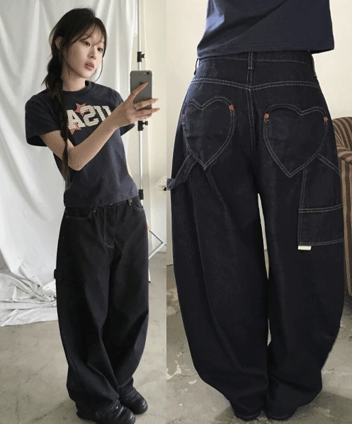 【🩶Heart Pocket Jeans】 