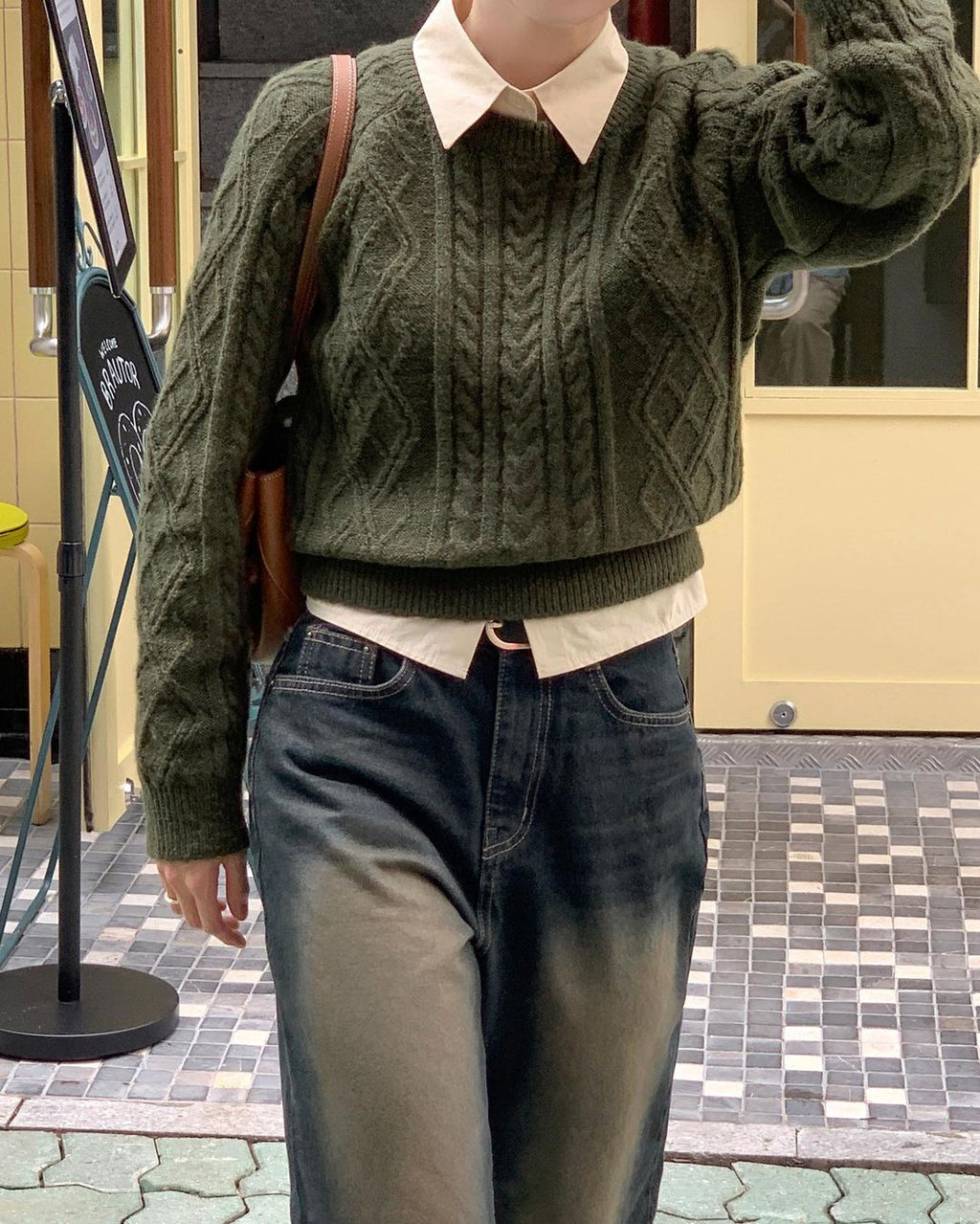 Autumn/Winter Color-Coated Cable Knit Tops