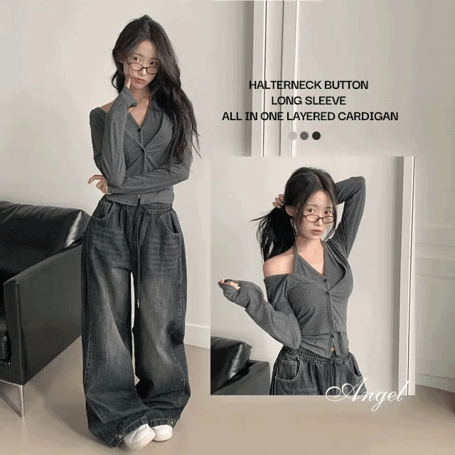 【🩶y2k series】 Halter Layered Cardigan 