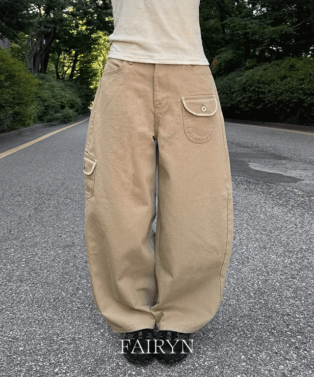 【彎刀神褲】Pocket Detail Cotton Pants