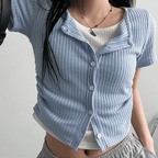 【短袖/長袖】Layered Cardi Set