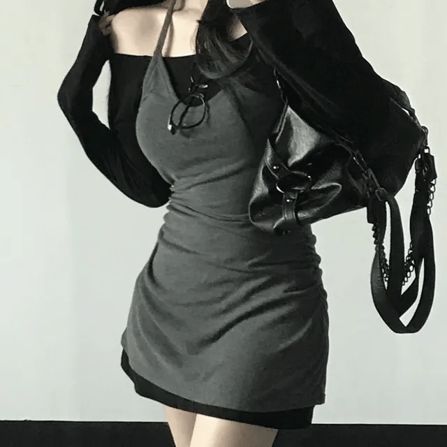 【🩶y2k vibe】Muco Halter Dress