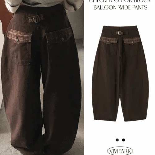 【🤎秋冬必備】Check Pocket Wide Pants