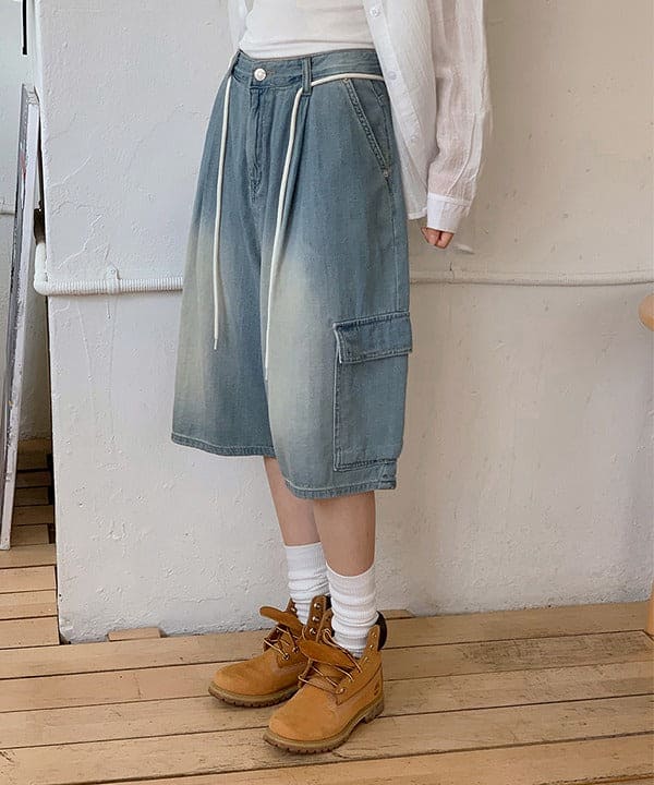 【y2k vibe】Cargo Wide Half Pants