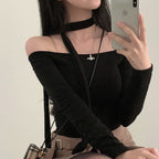 Tie Strap Off Shoulder Set 