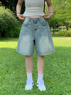 【慵懶風】Balloon Denim Half Pants