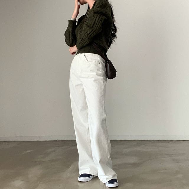 Autumn/Winter Color-Coated Cable Knit Tops