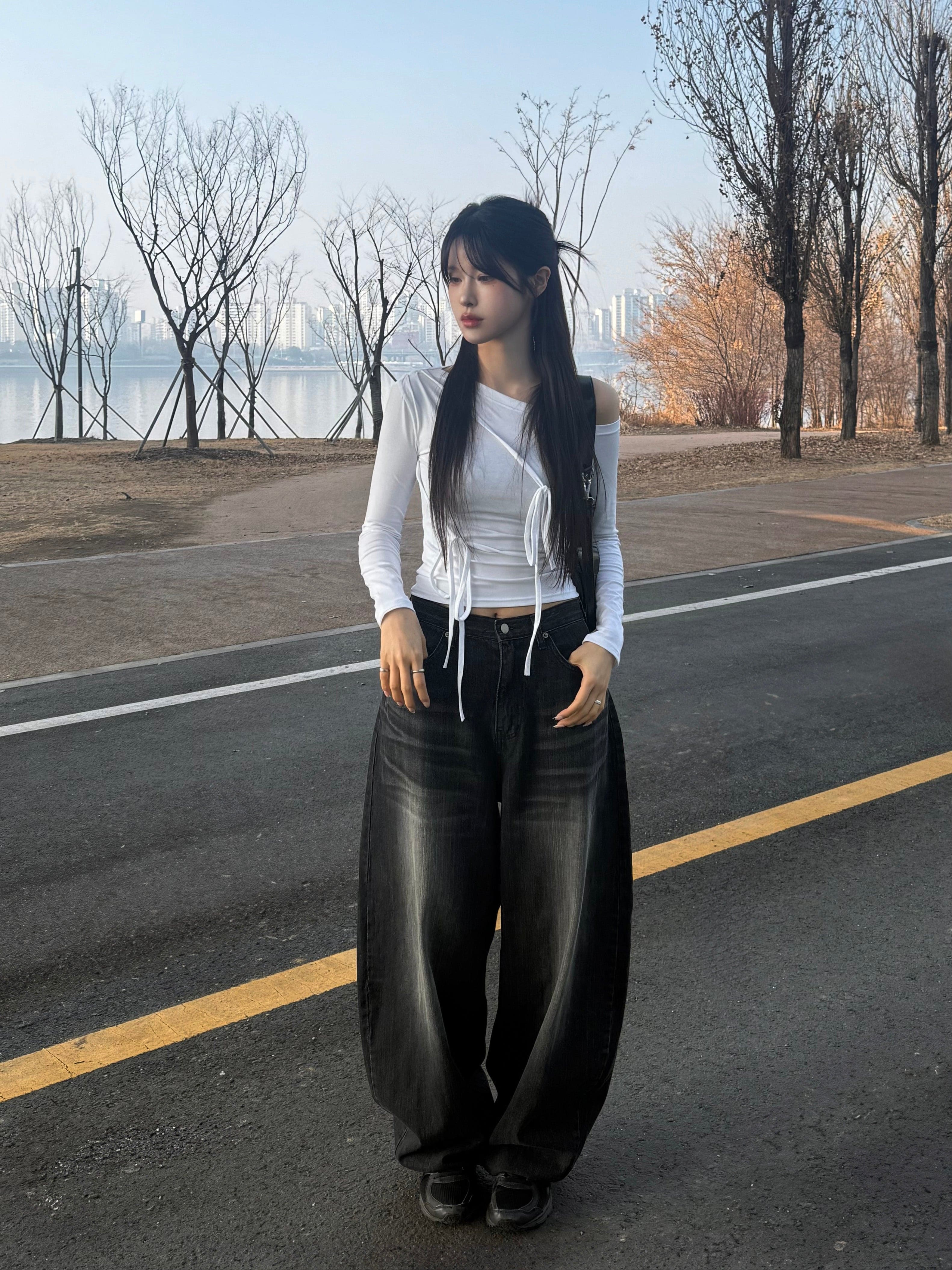 【🖤彎刀褲】Heaven Patch Wide Jeans