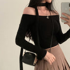 Tie Strap Off Shoulder Set 