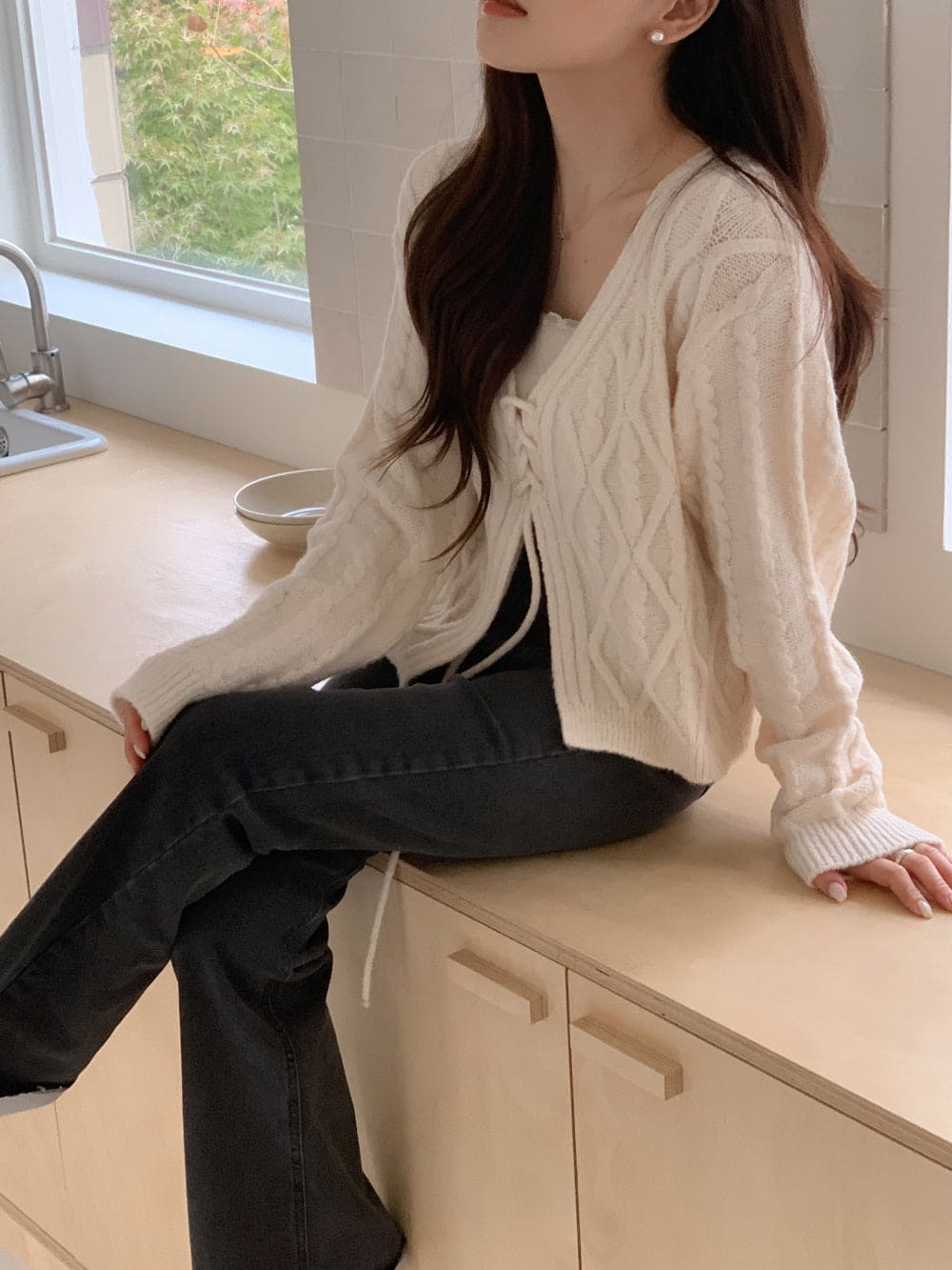 Palette Eyelet Ribbon Cardigan