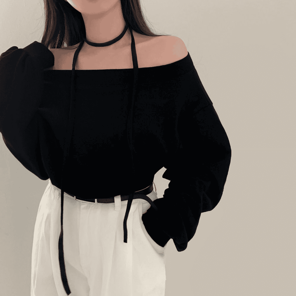 【型格休閒】Off Shoulder Sweatshirt Scarf Set