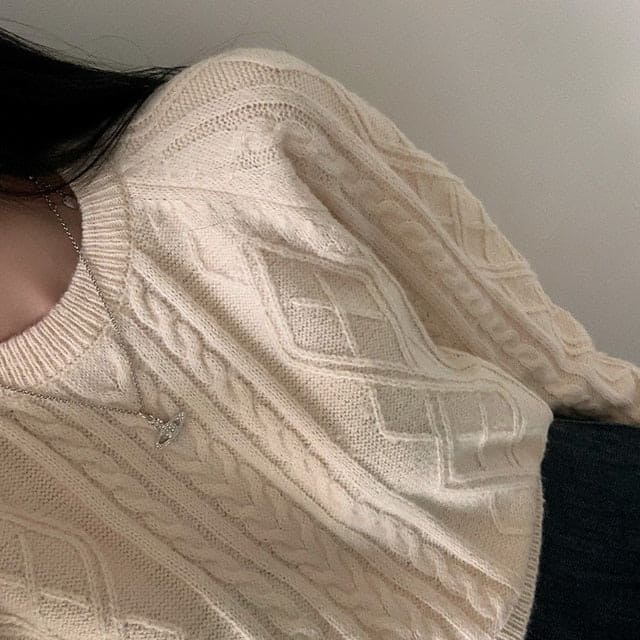 Autumn/Winter Color-Coated Cable Knit Tops