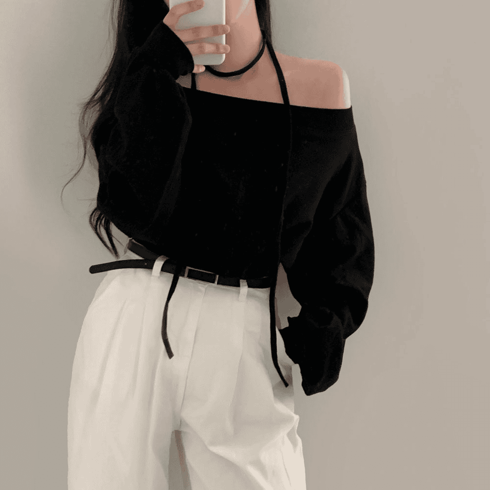 【型格休閒】Off Shoulder Sweatshirt Scarf Set