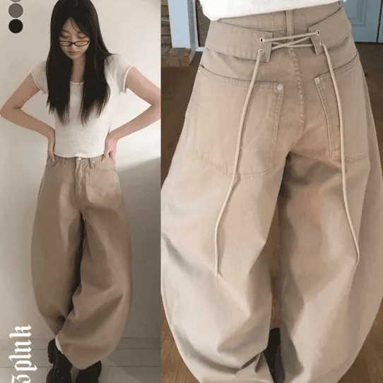 【彎刀神褲】Corset Belt Cotton Pants