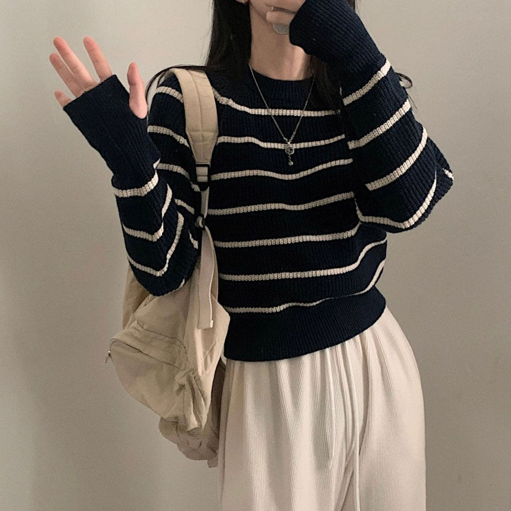 【🍷聖誕新年PICK】條紋保暖寬鬆針織衫