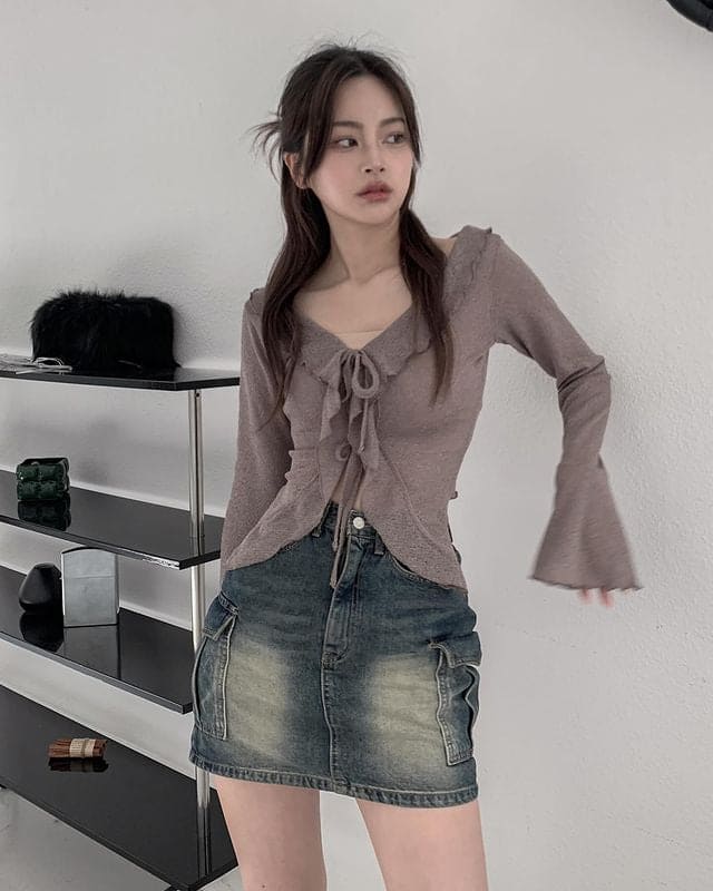 【🩶Korean Style Sexy】Ribbon Cardigan 