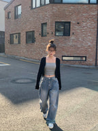 [Lazy Style] Pintuck Balloon Wide Denim