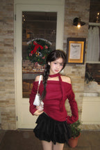 【Sweet Snowflakes】Off-Shoulder Tie Set 