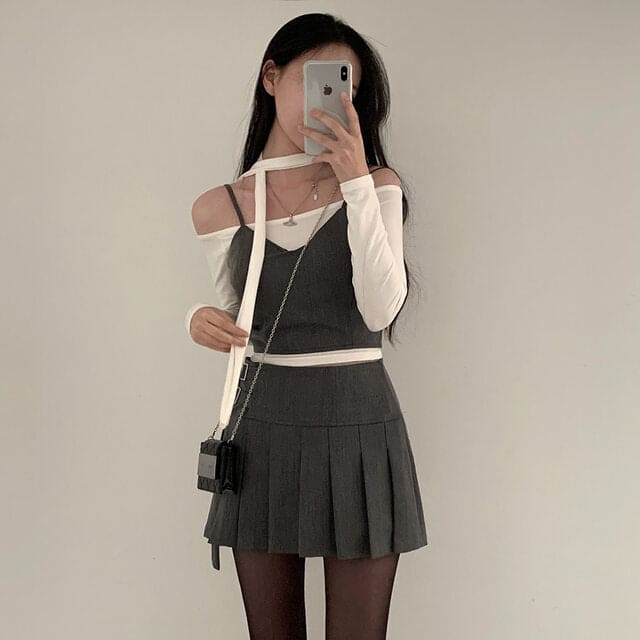 Tie Strap Off Shoulder Set 