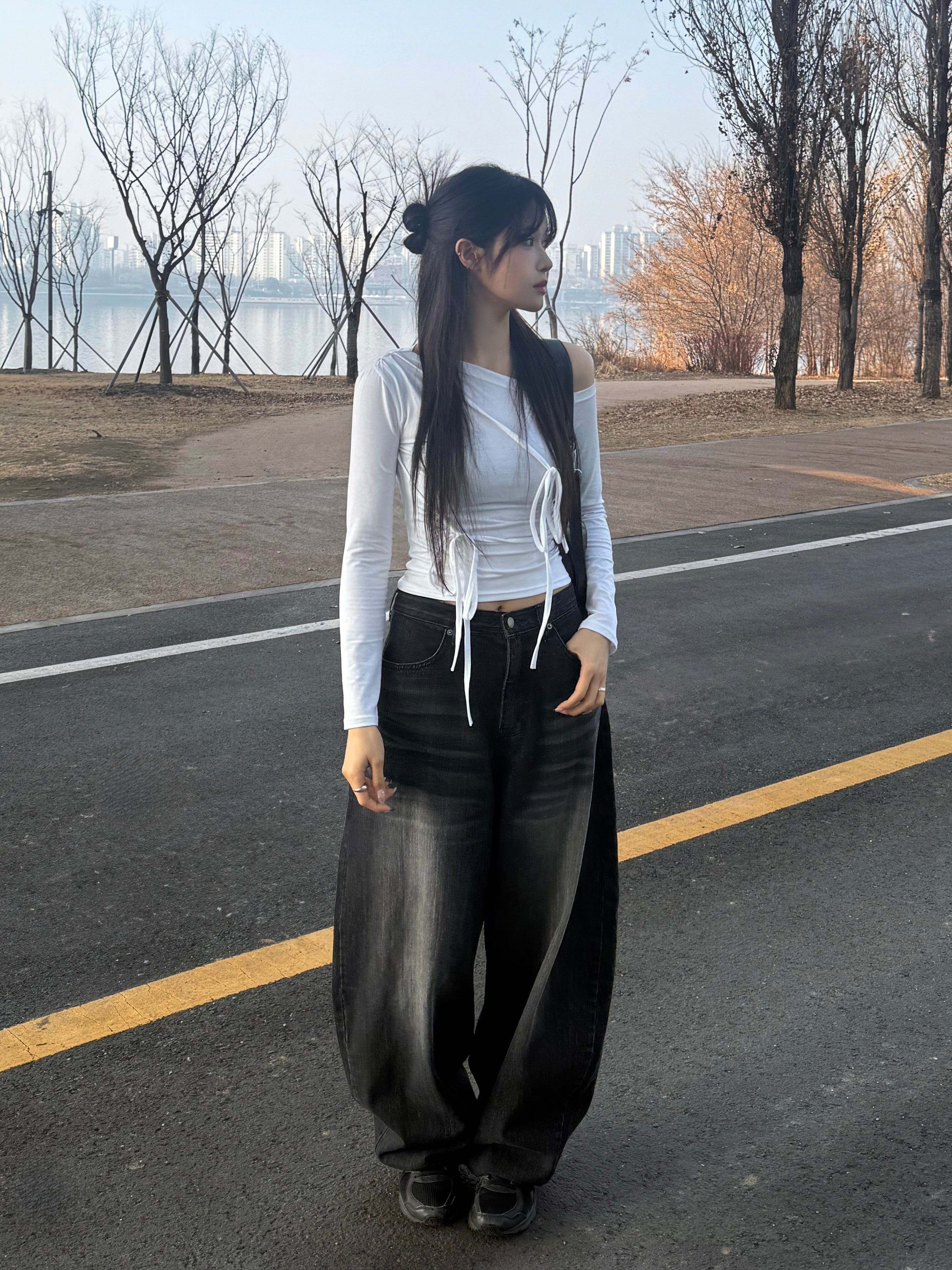 【🖤彎刀褲】Heaven Patch Wide Jeans