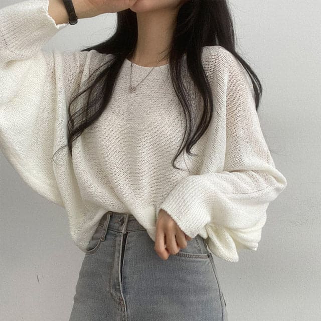 Orders surge! Basic loose-fitting knit long-sleeved shirt