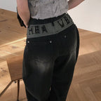 【🖤彎刀褲】Heaven Patch Wide Jeans